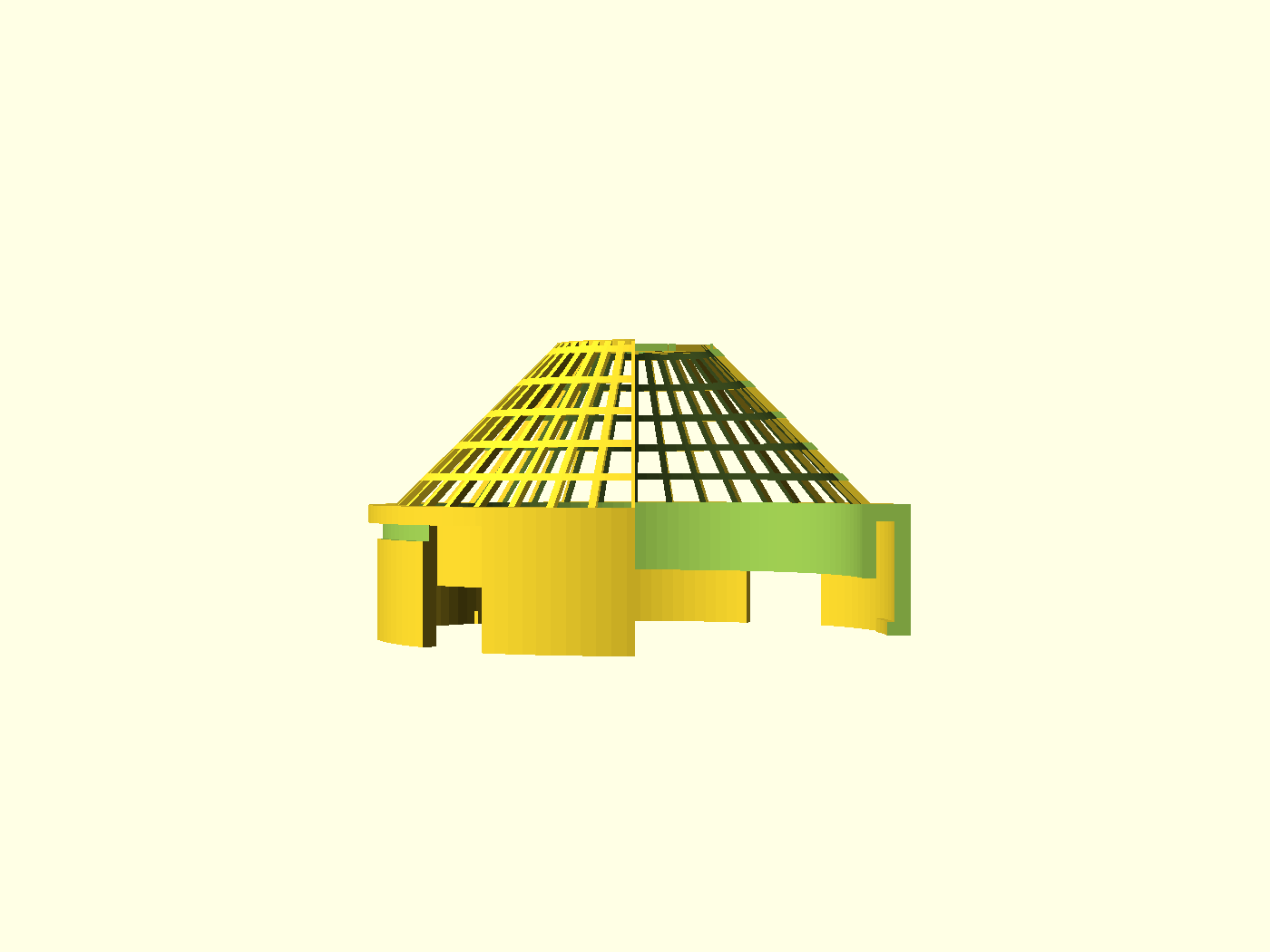 Section: port zone, seating ring, the 45° lattice, the bridged crown