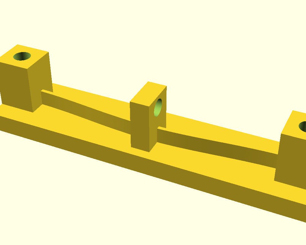 Coupon — the force-measuring artifact: the tab is the arm at the apex; the hole is through its tip.