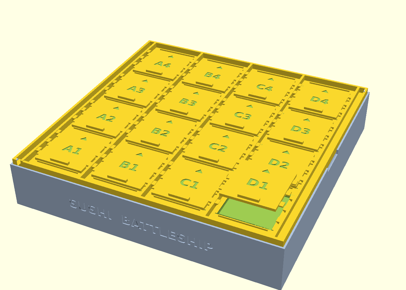 Assembled board with shutter D1 opened
